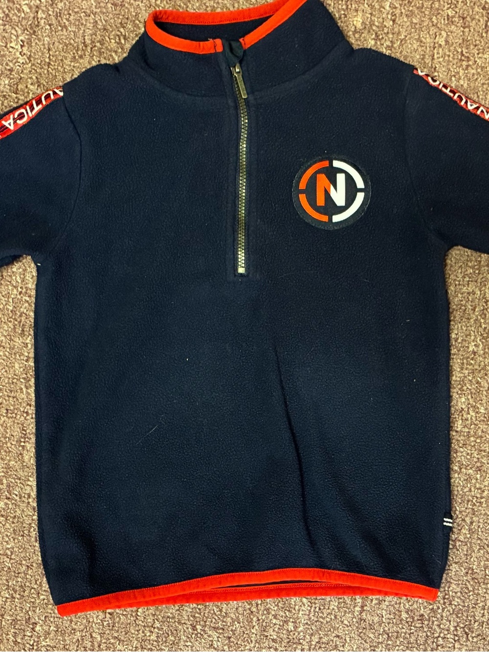 Nautica Navy and Orange Half-Zip Fleece Pullover
